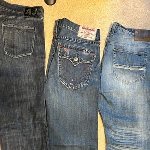 Armani, True Religion and Buffalo jeans Lot of 3 pair of jeans, size 38 waist